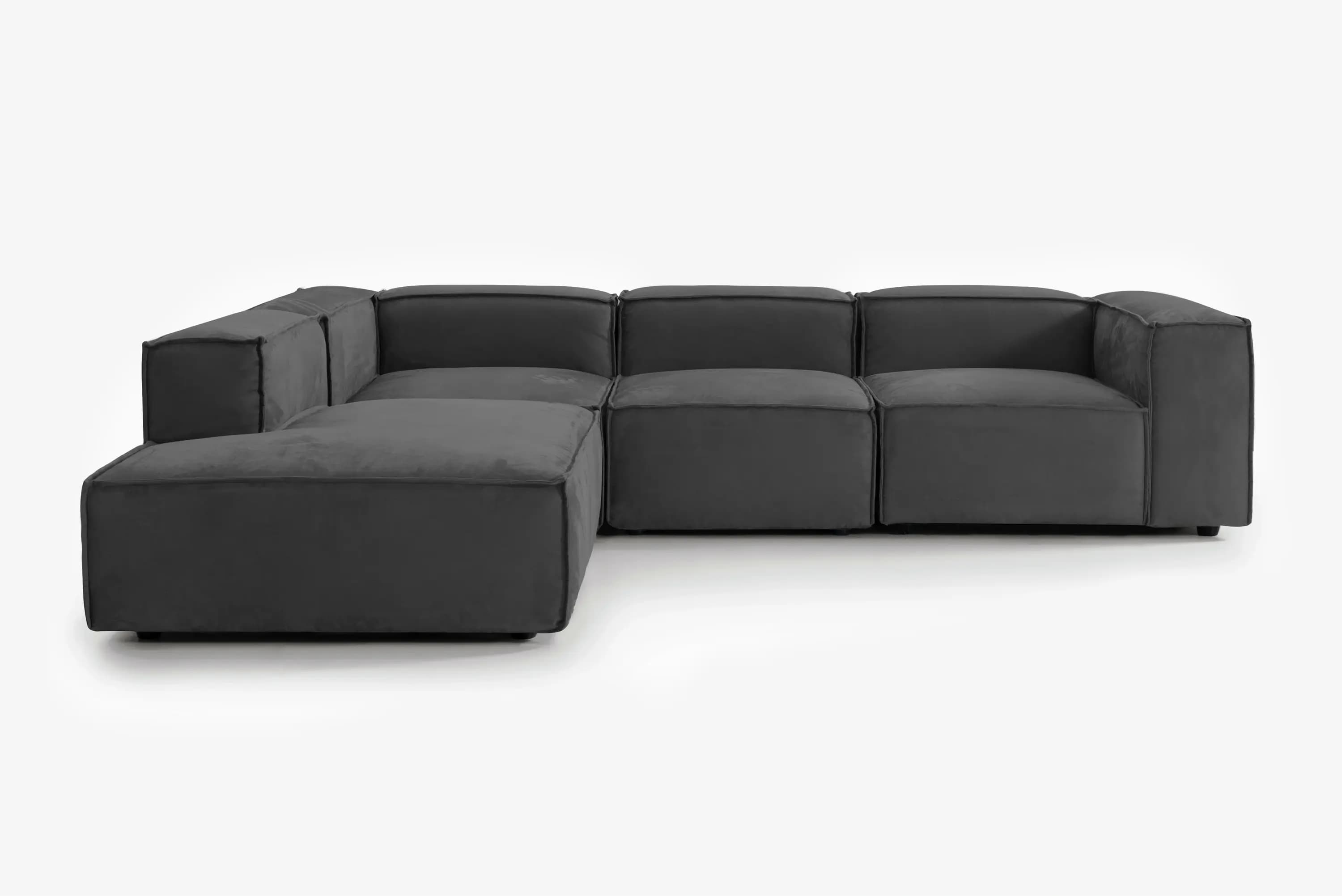 4-piece hjørnesofa m. endemodul m. aftageligt betræk i Eco Ruskind