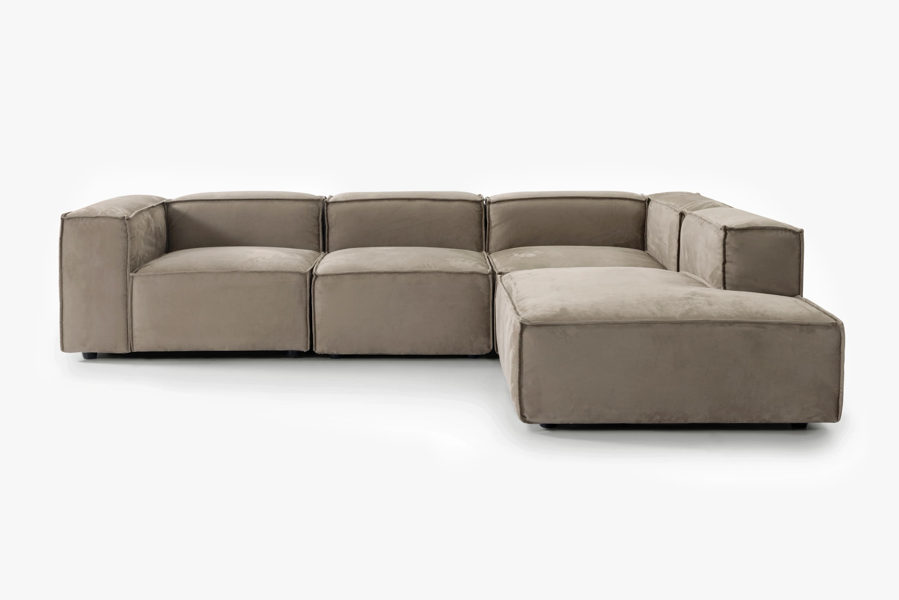4-piece hjørnesofa m. endemodul m. aftageligt betræk i Eco Ruskind