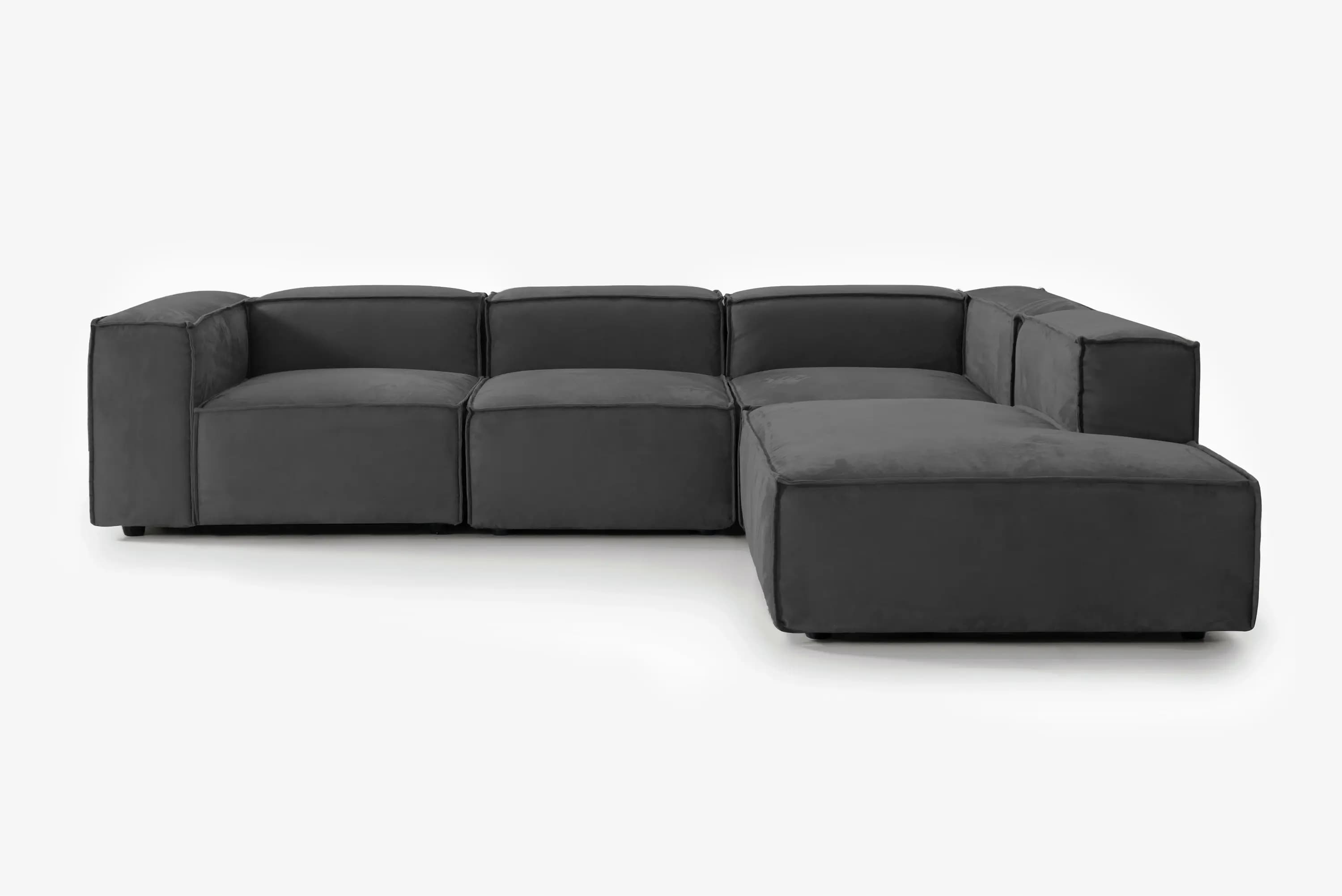 4-piece hjørnesofa m. endemodul m. aftageligt betræk i Eco Ruskind