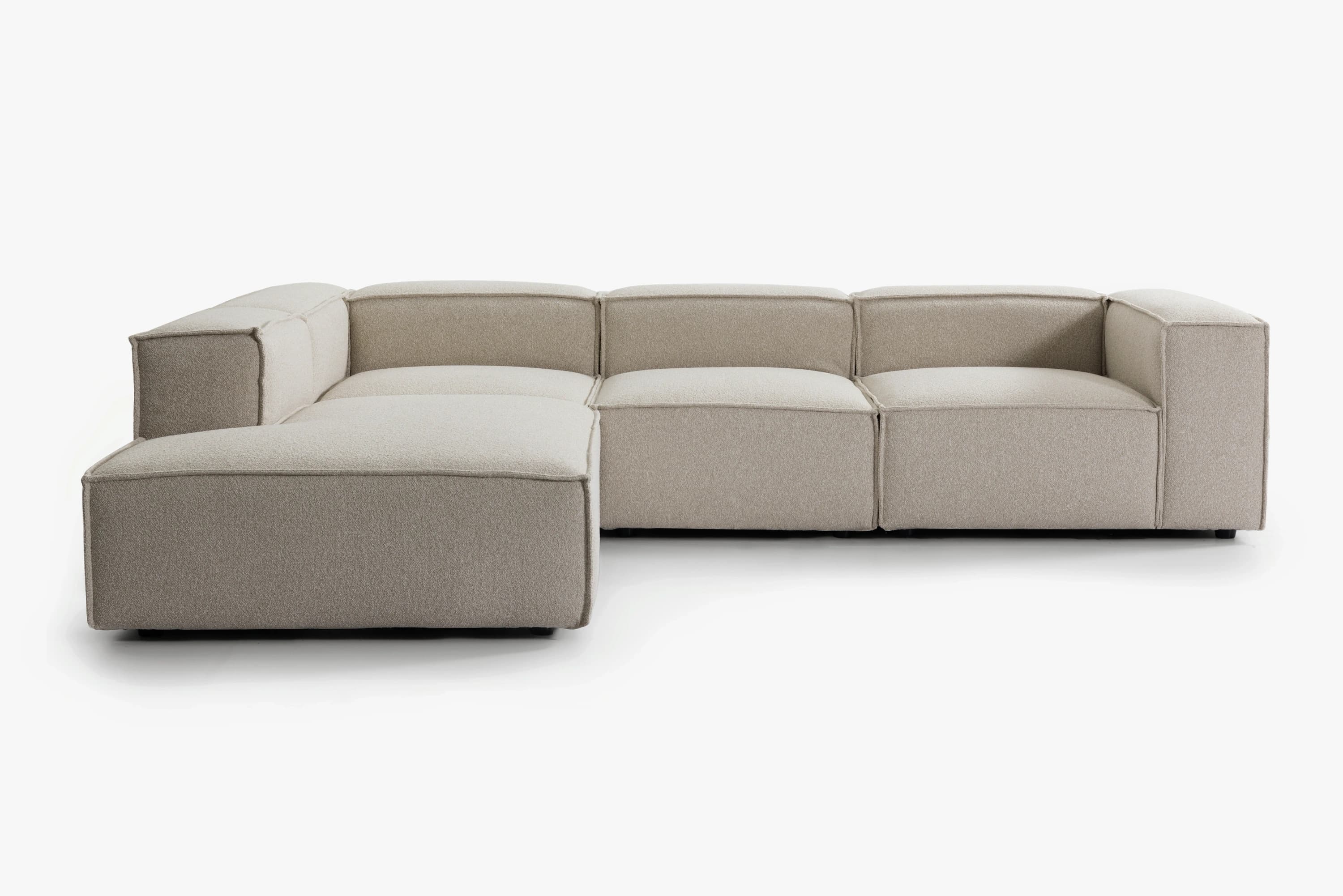 4-piece hjørnesofa m. endemodul m. aftageligt betræk i Cambie Bouclé